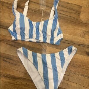 Kenny Flowers Blue and White Striped Bikini Set